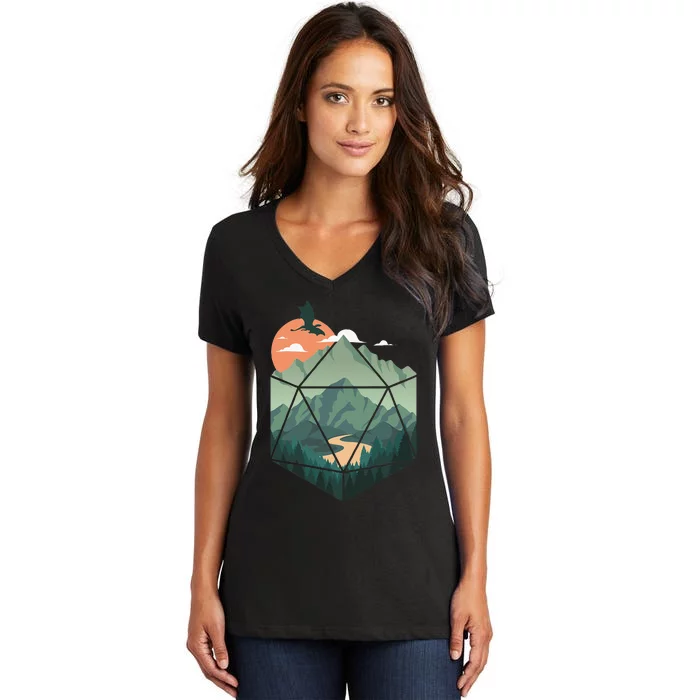 Fantasy Art Nerdy Gaming Geeky Gamer Women's V-Neck T-Shirt