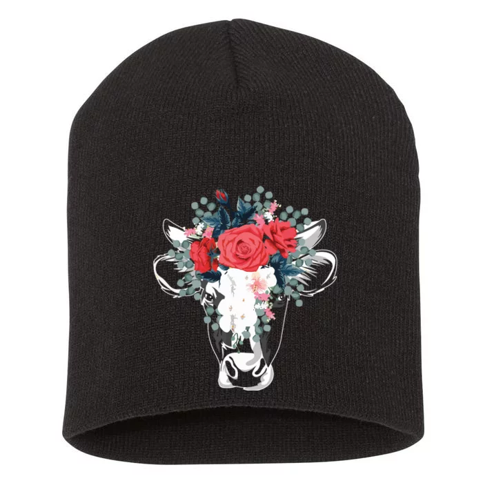 Farm Animal Nature Flower Gift Cow 4981 Short Acrylic Beanie