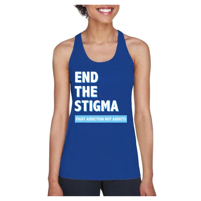 Fight Addiction Not Addicts End The Stigma Awareness Gift Women's Racerback Tank