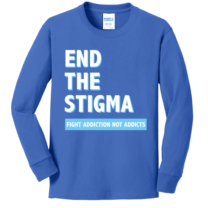 Fight Addiction Not Addicts End The Stigma Awareness Gift Kids Long Sleeve Shirt