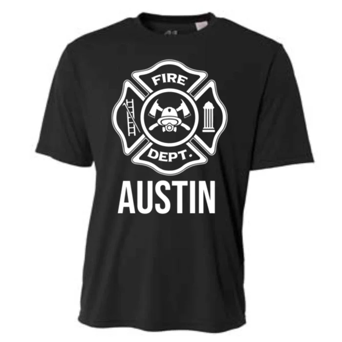 Fire Austin Name Firefighter Logo Symbol Gift Cooling Performance Crew T-Shirt