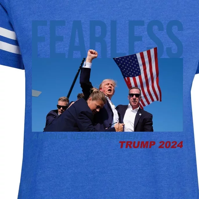 Fearless America Needs President Trump 2024 Enza Ladies Jersey Football T-Shirt