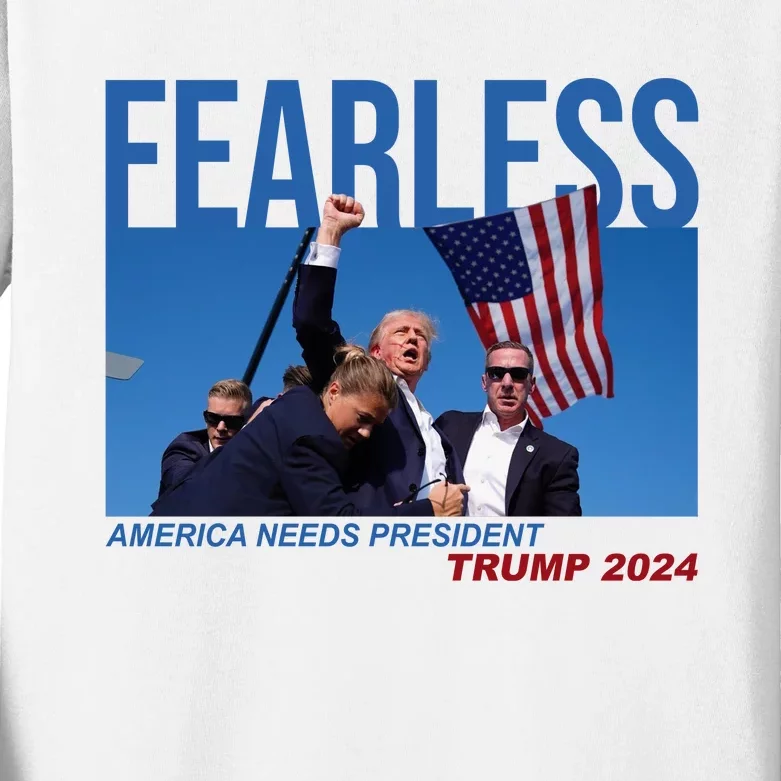 Fearless America Needs President Trump 2024 Kids Long Sleeve Shirt