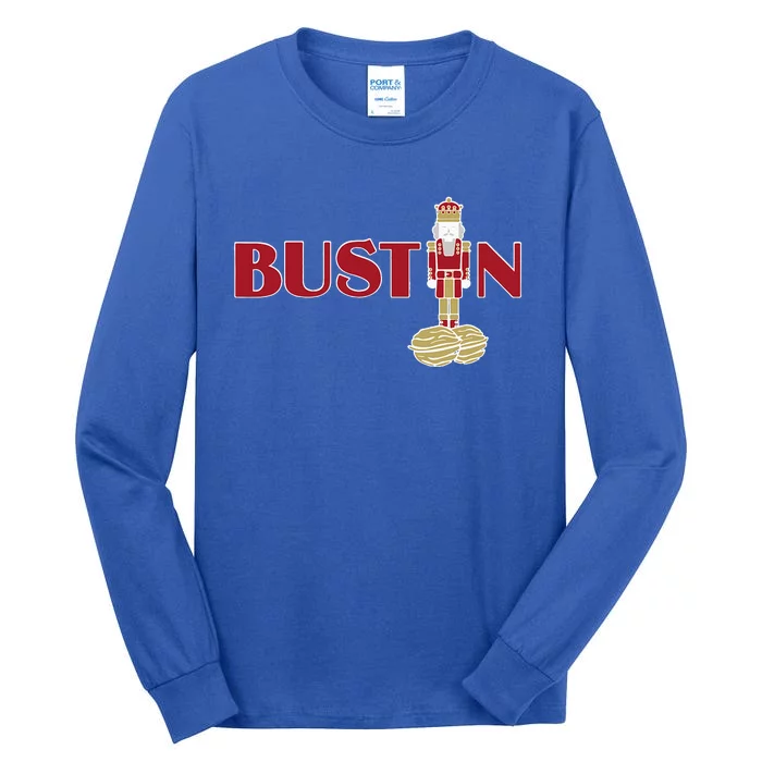 Funny Adult Nut Cracker Bustin Gym Christmas Weightlifting Tall Long Sleeve T-Shirt