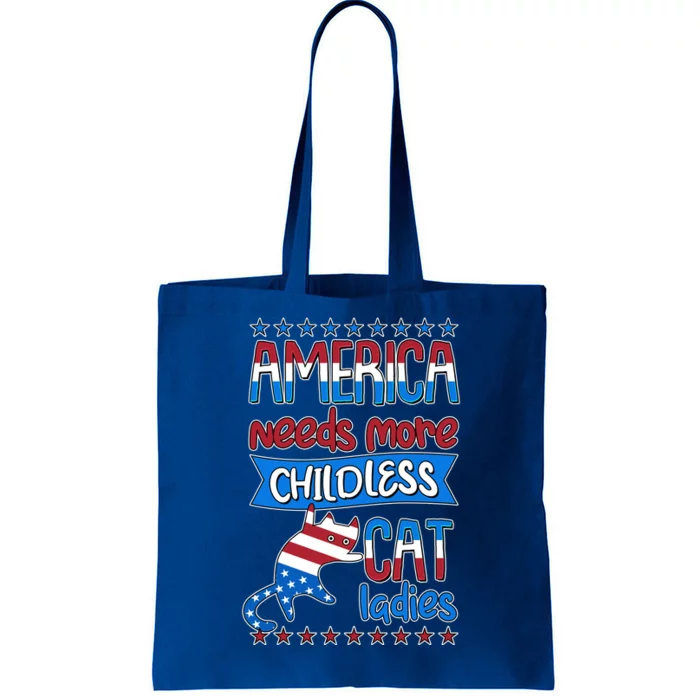 Funny America Needs More Childless Cat Ladies 2024 Election Tote Bag