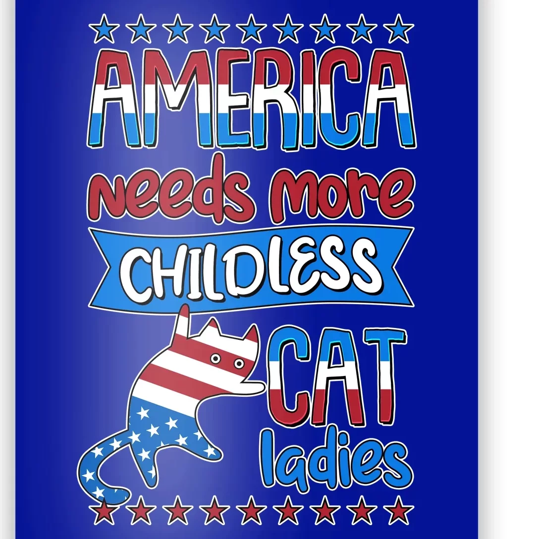 Funny America Needs More Childless Cat Ladies 2024 Election Poster