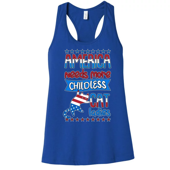 Funny America Needs More Childless Cat Ladies 2024 Election Women's Racerback Tank