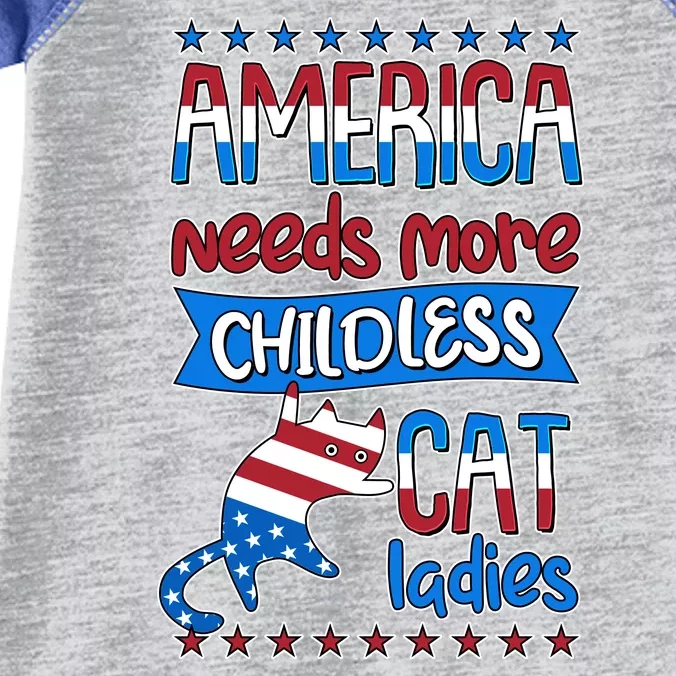 Funny America Needs More Childless Cat Ladies 2024 Election Infant Baby Jersey Bodysuit