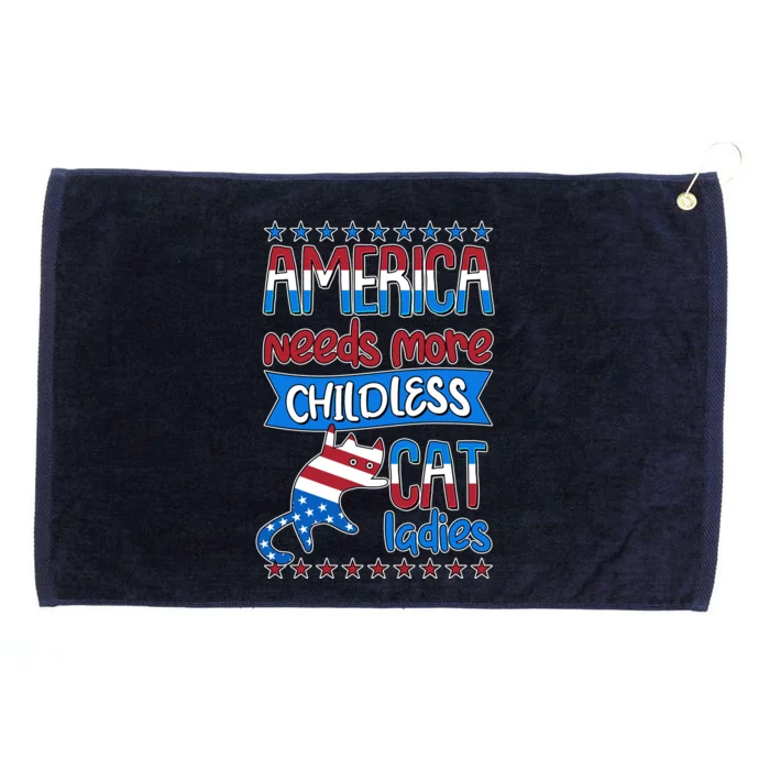 Funny America Needs More Childless Cat Ladies 2024 Election Grommeted Golf Towel