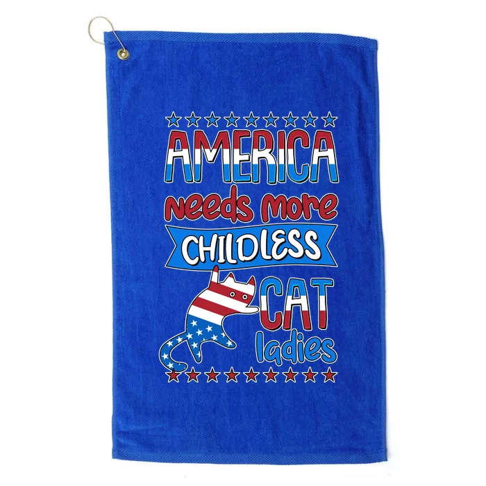 Funny America Needs More Childless Cat Ladies 2024 Election Platinum Collection Golf Towel