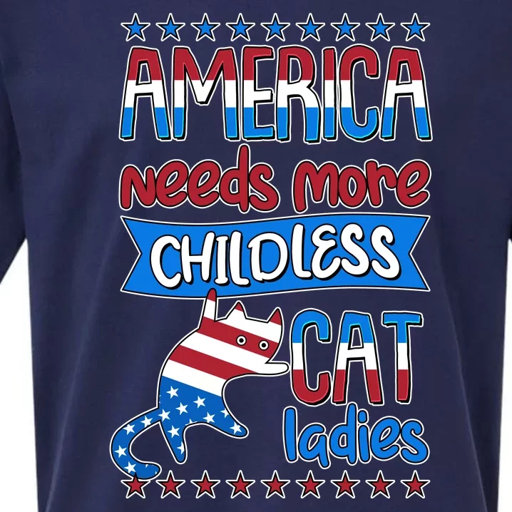 Funny America Needs More Childless Cat Ladies 2024 Election Sueded Cloud Jersey T-Shirt