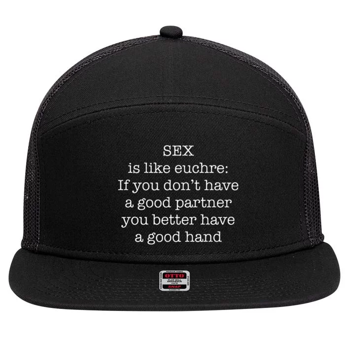 Funny Adult Novelty Euchre 7 Panel Mesh Trucker Snapback Hat