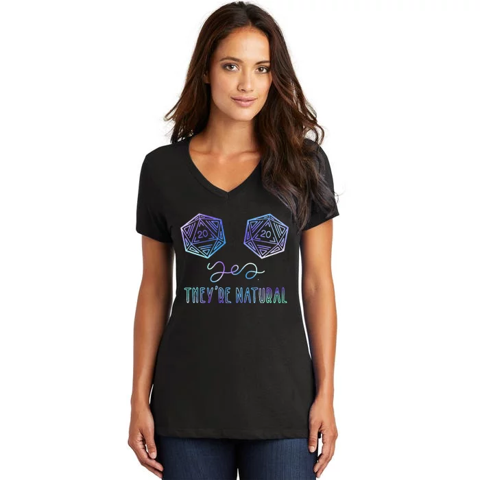 Fantasy Art Nerdy Gaming Yes Theyre Natural Women's V-Neck T-Shirt