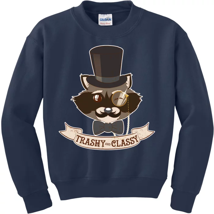 Fancy Trashy Classy Raccoon Kids Sweatshirt