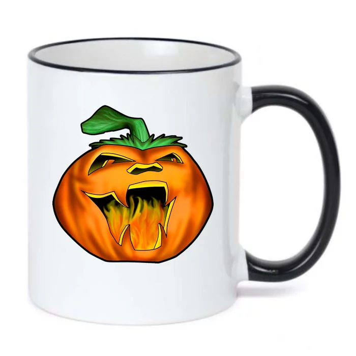 Fanged Fire Jack O' Lantern Pumpkin Halloween Black Color Changing Mug