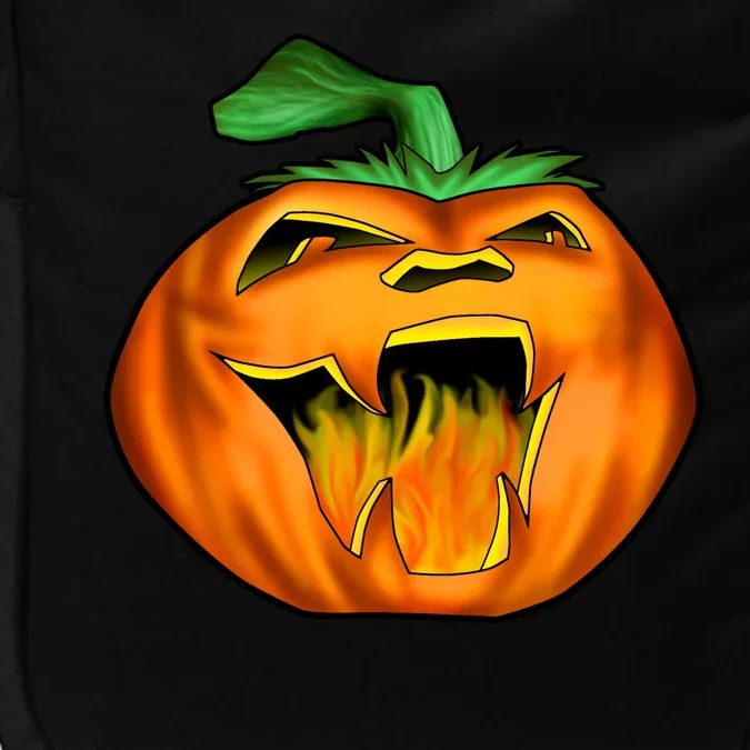 Fanged Fire Jack O' Lantern Pumpkin Halloween Impact Tech Backpack