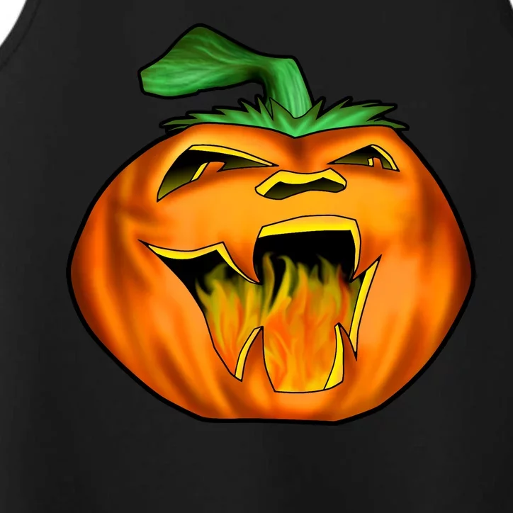 Fanged Fire Jack O' Lantern Pumpkin Halloween Performance Tank