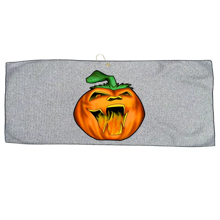 Fanged Fire Jack O' Lantern Pumpkin Halloween Large Microfiber Waffle Golf Towel