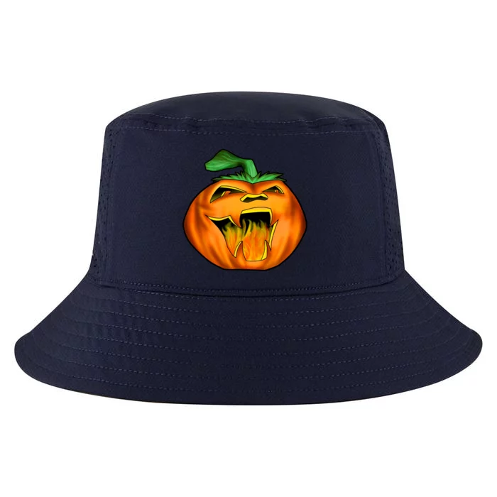 Fanged Fire Jack O' Lantern Pumpkin Halloween Cool Comfort Performance Bucket Hat