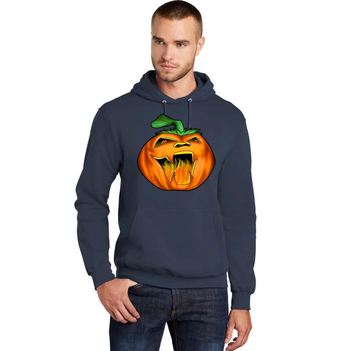 Fanged Fire Jack O' Lantern Pumpkin Halloween Tall Hoodie