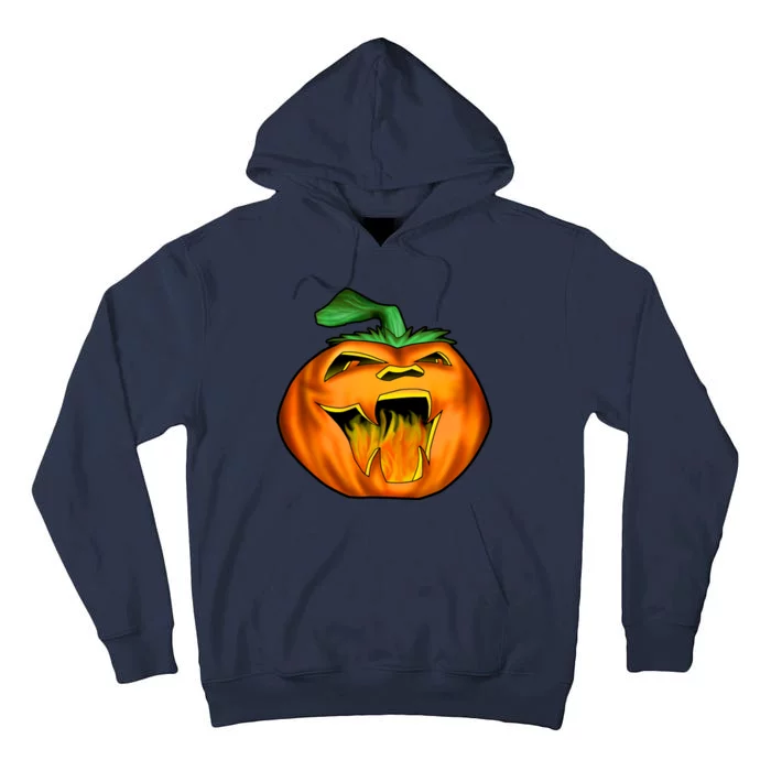 Fanged Fire Jack O' Lantern Pumpkin Halloween Tall Hoodie