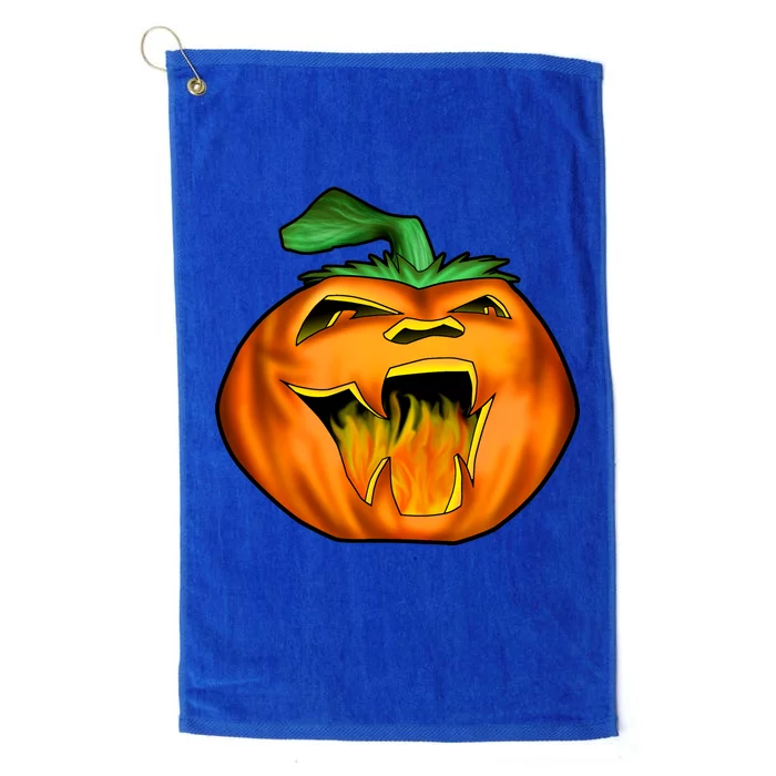 Fanged Fire Jack O' Lantern Pumpkin Halloween Platinum Collection Golf Towel