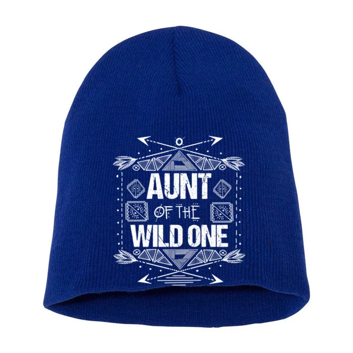 Funny Aunt Of The Wild One Gift Cute Aunties Gift Short Acrylic Beanie