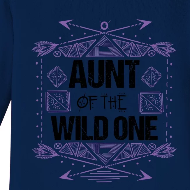 Funny Aunt Of The Wild One Gift Cute Aunties Cute Gift Baby Long Sleeve Bodysuit