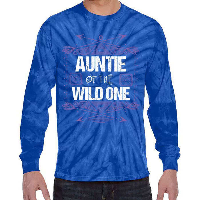 Funny Auntie Of The Wild One Gift Cute Aunt Gift Tie-Dye Long Sleeve Shirt