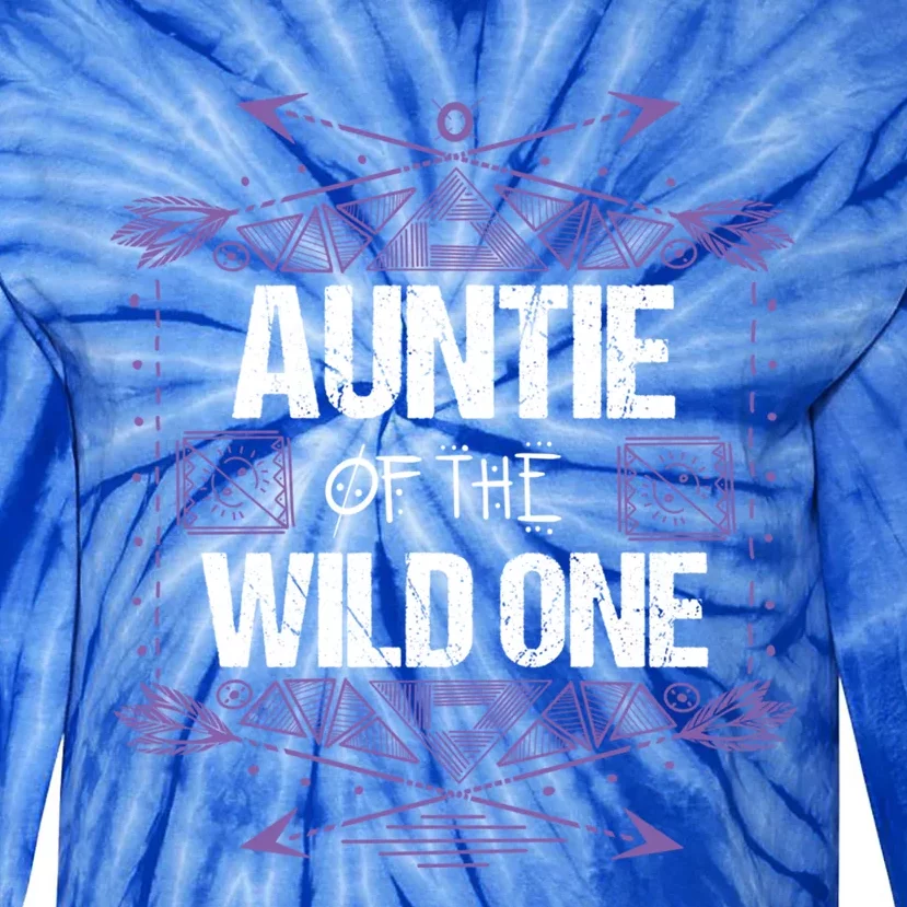 Funny Auntie Of The Wild One Gift Cute Aunt Gift Tie-Dye Long Sleeve Shirt