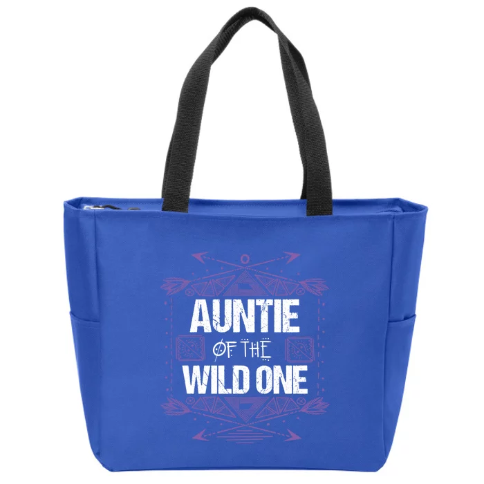 Funny Auntie Of The Wild One Gift Cute Aunt Gift Zip Tote Bag