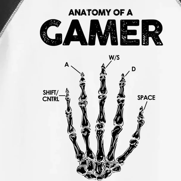 Funny Anatomy Of Gamer Skeleton Hand Gaming Gamer Great Gift Toddler Fine Jersey T-Shirt