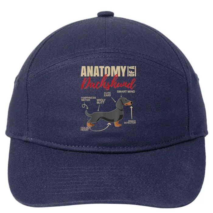 Funny Anatomy Of A Dachshund Dog Gift 7-Panel Snapback Hat