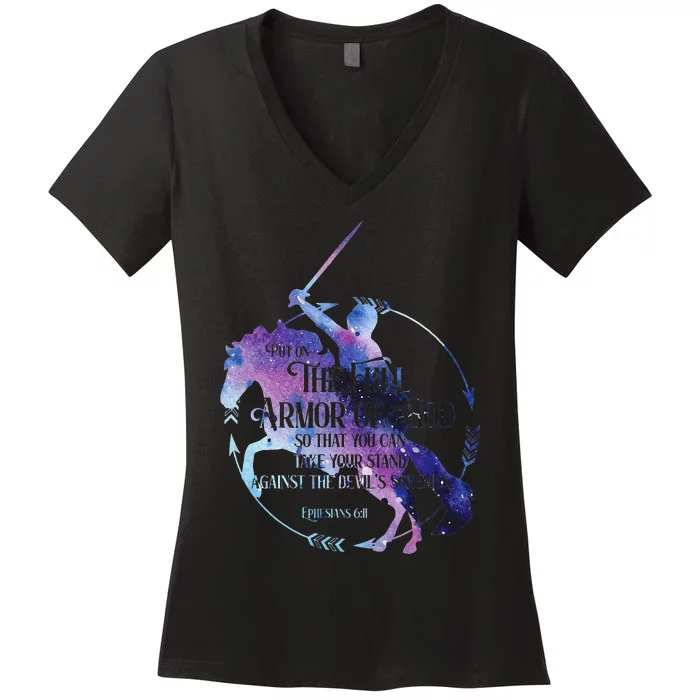 Full Armor of God Ephesians 611 Women's V-Neck T-Shirt