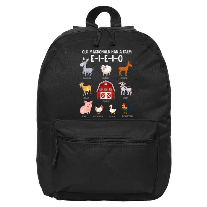 Farm Animals Old Macdonald Had A Farm Eieio 16 in Basic Backpack