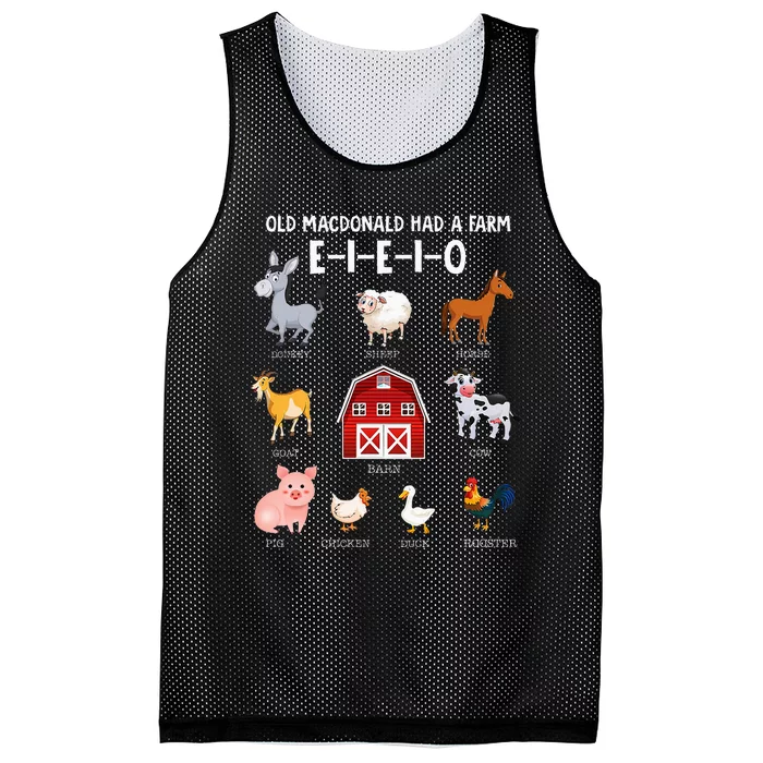 Farm Animals Old Macdonald Had A Farm Eieio Mesh Reversible Basketball Jersey Tank