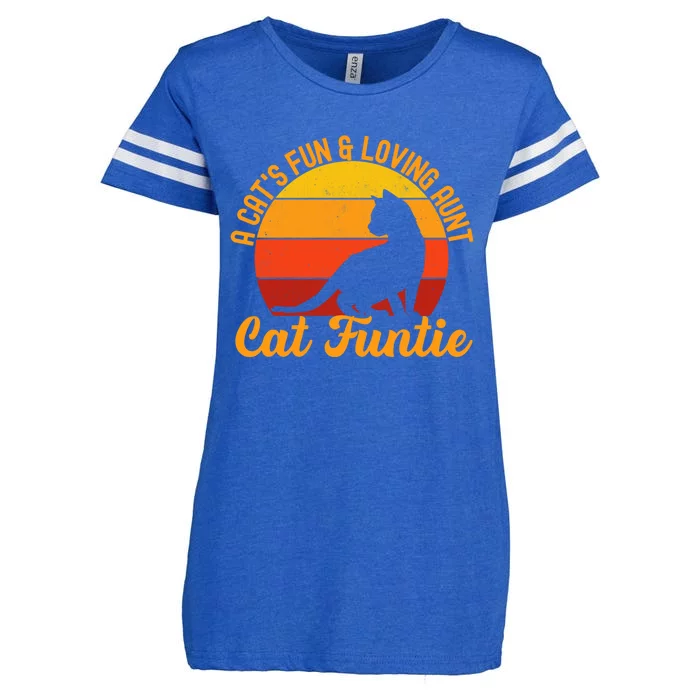 Funtie Aunt Of Cat Definition Gift Enza Ladies Jersey Football T-Shirt