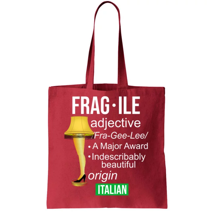 Fragile Adjective Origin Italian A Major Award Tote Bag