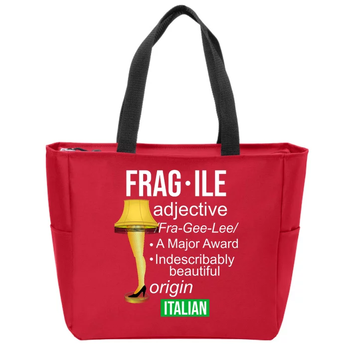 Fragile Adjective Origin Italian A Major Award Zip Tote Bag