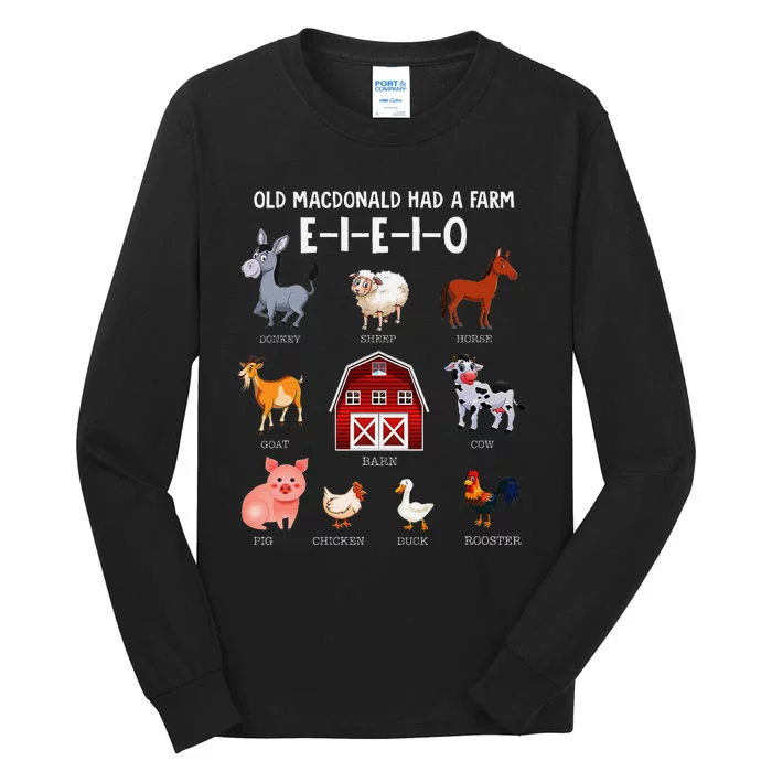 Farm Animals Old Macdonald Had A Farm E I E I O Tall Long Sleeve T-Shirt