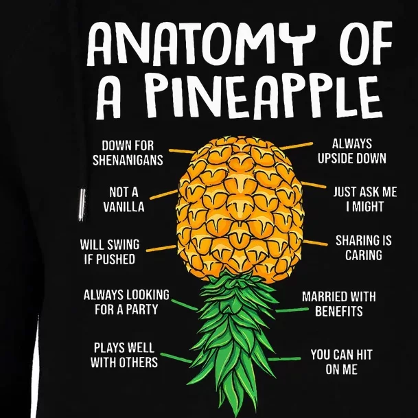 Funny Anatomy Of A Pineapple Swinger Womens Funnel Neck Pullover Hood