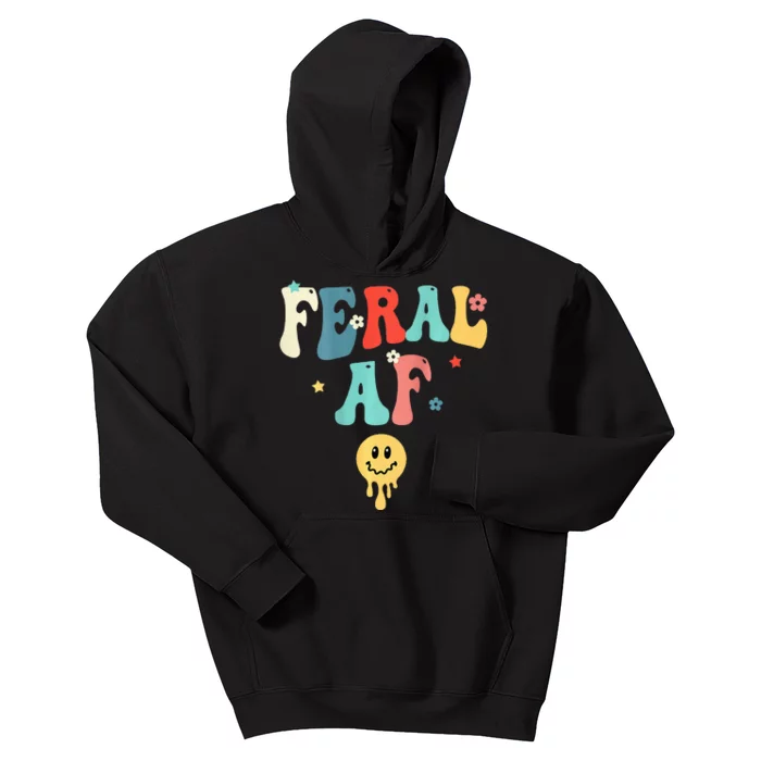 Feral Af (On Back) Funny Kids Hoodie