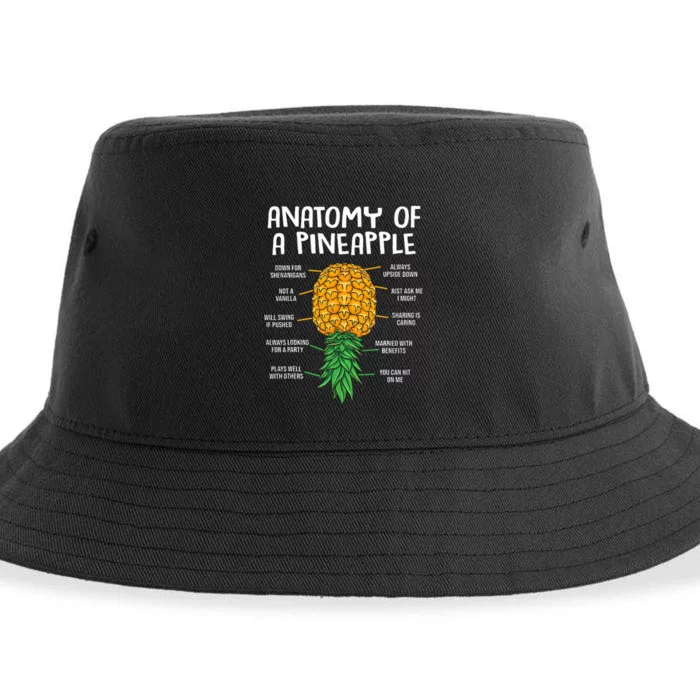 Funny Anatomy Of A Pineapple Swinger Sustainable Bucket Hat