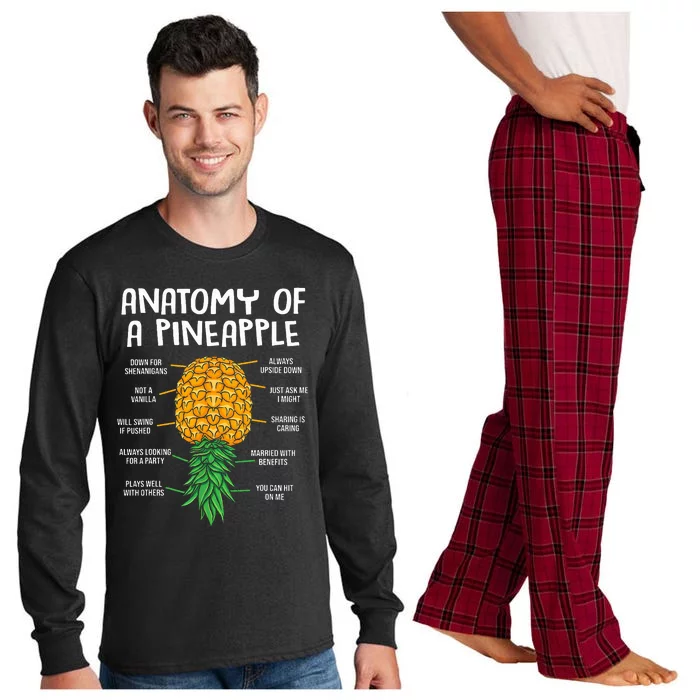 Funny Anatomy Of A Pineapple Swinger Long Sleeve Pajama Set