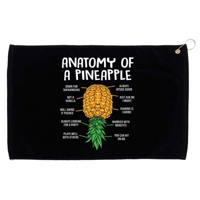 Funny Anatomy Of A Pineapple Swinger Grommeted Golf Towel