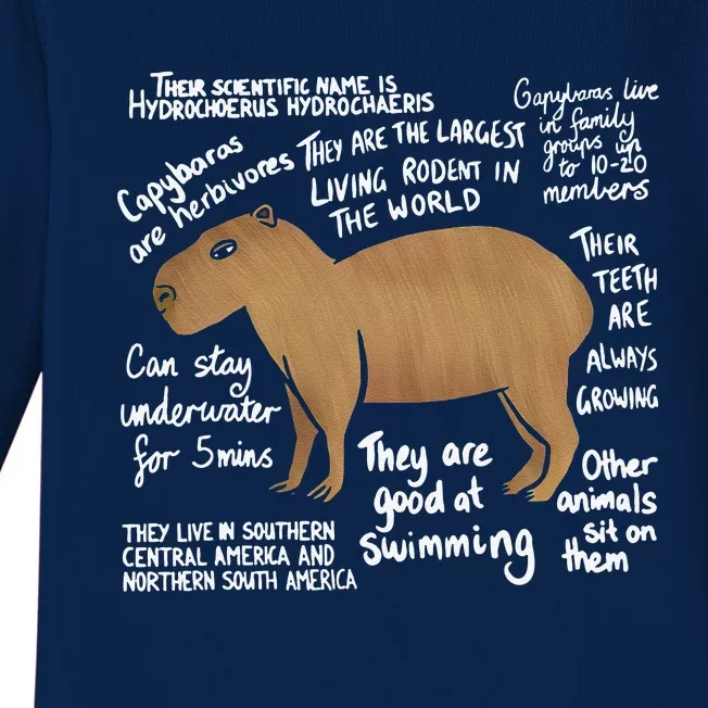 Funny Anatomy Of A Capybara Cute Capybaras Baby Long Sleeve Bodysuit