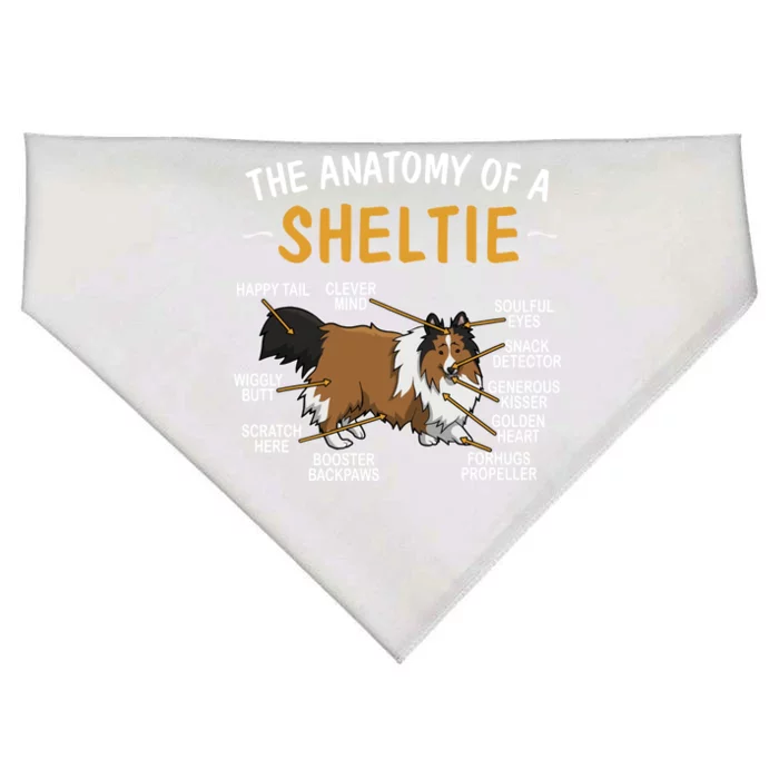 Funny Anatomy Of A Sheltie For Dog Lovers Gift USA-Made Doggie Bandana