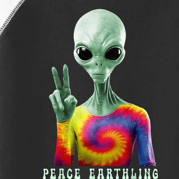 Funny Alien Peace Sign Tie Dye Peace Earthling Toddler Fine Jersey T-Shirt