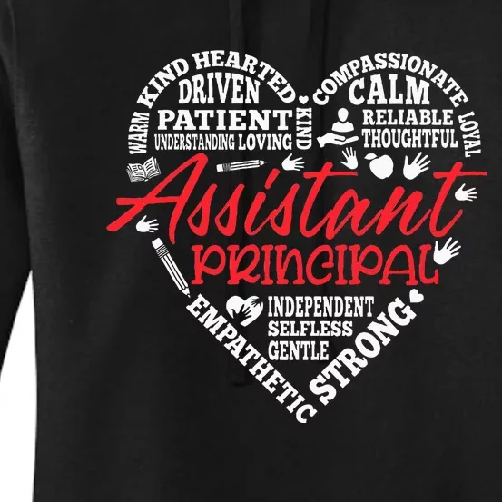 Funny Assistant Principal Teachers Cute Heart Back To School Women's Pullover Hoodie