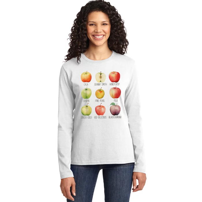 Fall Apple Picking Apple Orchard Boho Farm Fesh Ladies Long Sleeve Shirt